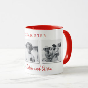 Moderne multi-foto beste vaders dag rood cadeau mok