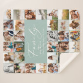 Moderne multi-foto blauwe manuscriptfamilie elegan sherpa deken (Voorkant (horizontaal))