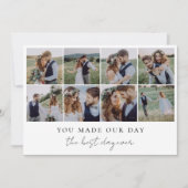 Moderne Multi Foto Collage Bruiloft Bedankkaart (Voorkant)