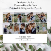 Moderne Multi Foto Collage Bruiloft Bedankkaart