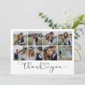 Moderne Multi Foto Collage Bruiloft Bedankkaart (Staand voorkant)
