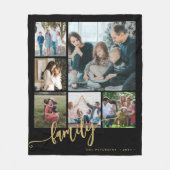 Moderne multi-foto-collage familie script aandenke fleece deken (Voorkant)