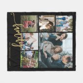 Moderne multi-foto-collage familie script aandenke fleece deken (Voorkant (Horizontaal))