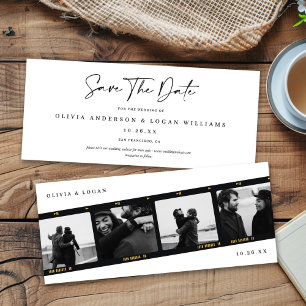 Moderne Multi-Foto Filmstrip Huwelijk Save The Dat Date