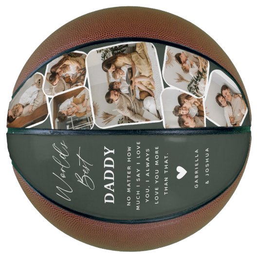 Moderne multi-foto raster beste vader van de werel basketbal (Voorkant)