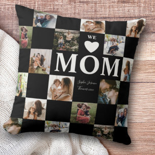 Moderne multi-foto zwart-wit mam kussen
