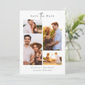 Moderne multi-fotocollage bruiloft save the date (Staand voorkant)