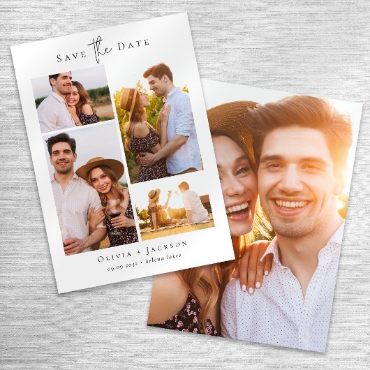 Moderne multi-fotocollage bruiloft save the date