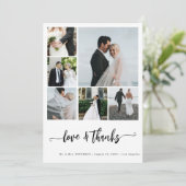 Moderne multi fotocollage eenvoudige bruiloft bedankkaart (Staand voorkant)
