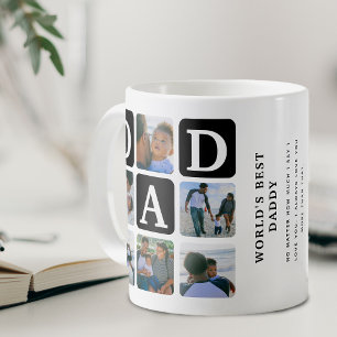 Moderne multi-fotorooster Mop met tekst 'Cute DAD' Koffiemok