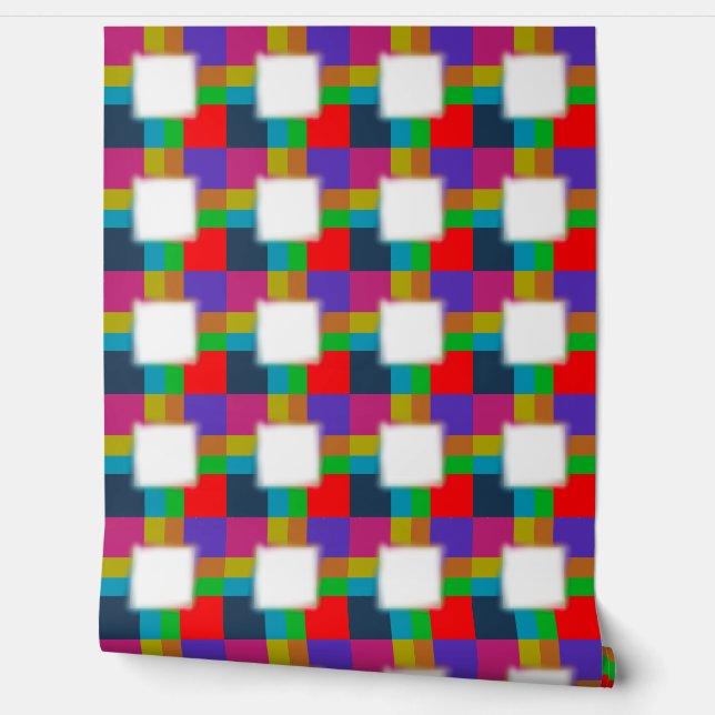 Moderne Multi-Kleurige Geruite Grid Behang  (Afrollen)