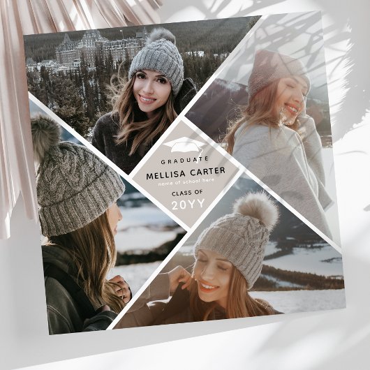 Moderne Multi-Photo Collage Graduation Party Kaart