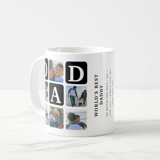 Moderne Multi Photo Grid Cute DAD Coffee Mok (Voorkant links)