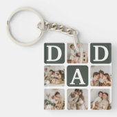 Moderne Multi Photo Grid Cute DAD Gift Sleutelhanger (Voorkant)