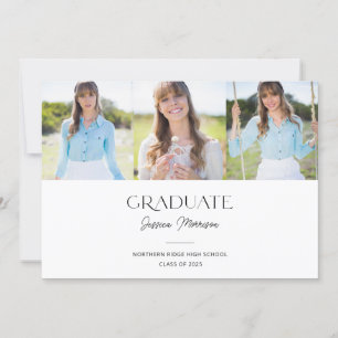 Moderne Multi-Photo Script Name Graduation Party Kaart