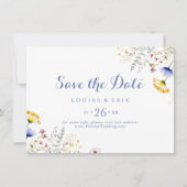 Moderne Multicolor Wildflower Horizontale Huwelijk Save The Date (Voorkant)