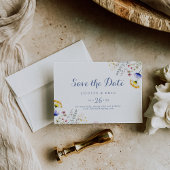 Moderne Multicolor Wildflower Horizontale Huwelijk Save The Date