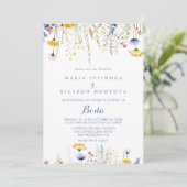 Moderne Multicolor Wildflower Spaanse bruiloft Kaart (Staand voorkant)