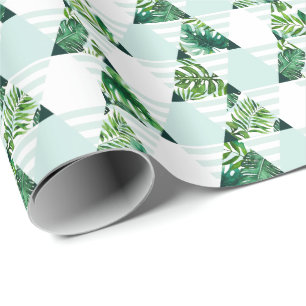 Moderne Munt Green Tropical Triangles Pattern Cadeaupapier