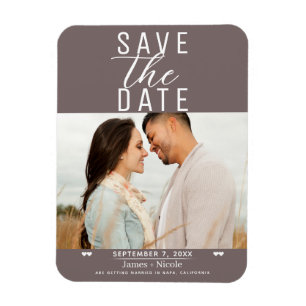 Moderne Mushroom Taupe Save the Date Huwelijksfoto Magneet