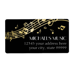 Moderne Musical Business Branding Gold Muzieknoten Etiket