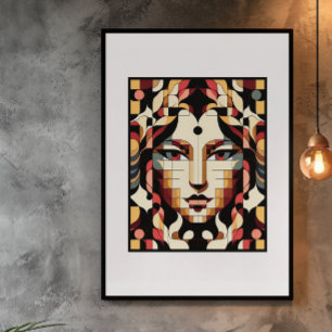 Moderne muze: een fusie van kubisme en kleur poster