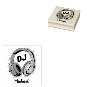 Moderne Muziek DJ Hoofdtelefoon Gepersonaliseerde Rubberstempel