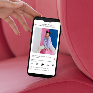 Moderne muziekspeler foto afstudeeruitnodiging kaart