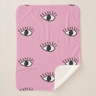 Moderne naadloze patronen met handgetekende ogen o sherpa deken