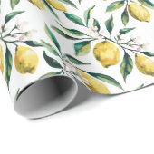 Moderne Naadloze Patroon Waterverf Gele Citroen Cadeaupapier (Rol Hoek)