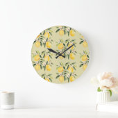 Moderne Naadloze Patroon Waterverf Gele Citroen Grote Klok (Huis)