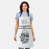 Moderne  naam Baking Queen Typography Schort (Gedragen)