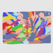 Moderne naam Custom Abstract Kleurrijk Golfhanddoek (Horizontaal)