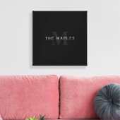 Moderne naam en monogram | Grijs en zwart Canvas Afdruk (Insitu (Woonkamer))