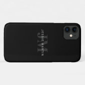 Moderne naam en monogram | Grijs en zwart Case-Mate iPhone Case (Achterkant (horizontaal))