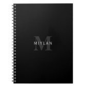 Moderne naam en monogram | Grijs en zwart Notitieboek (Voorkant)