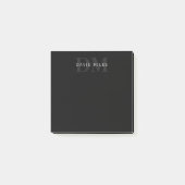 Moderne naam en monogram | Grijs en zwart Post-it® Notes (Voorkant)