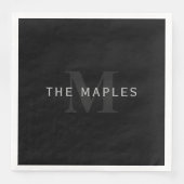 Moderne naam en monogram | Grijs en zwart Servet (Voorkant)