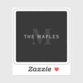 Moderne naam en monogram | Grijs en zwart Sticker (Vel)