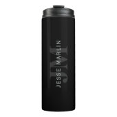 Moderne naam en monogram | Grijs en zwart Thermosbeker (Voorkant)