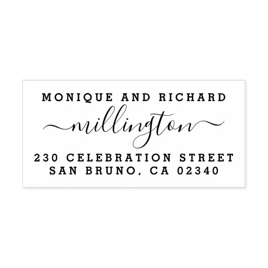 Moderne naam en retouradres van de bruiloft 	rubberstempel (Afrduk)