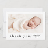 Moderne naam Foto Baby Bedankkaart (Voorkant)