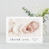 Moderne naam Foto Baby Bedankkaart (Staand voorkant)