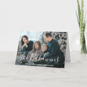 Moderne Naam Foto Elegante Kerstmis Feestdagen Kaart