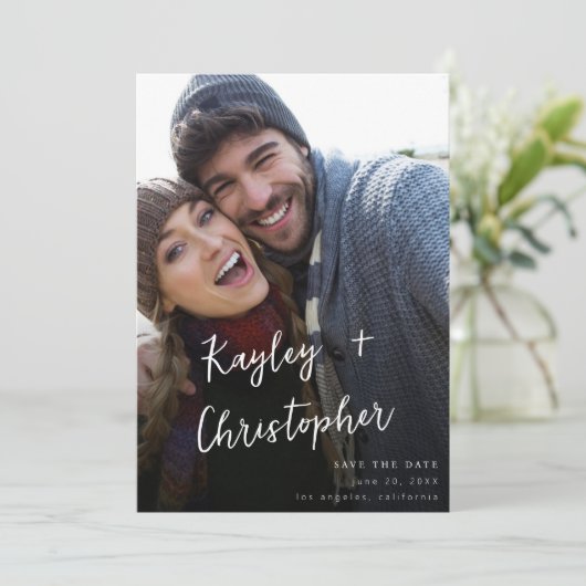 Moderne Naam Foto Verticale afbeelding Opslaan Dat Kaart (Staand voorkant)