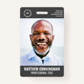 Moderne naam foto werknemer Barcode Round Logo Badge (Voorkant)