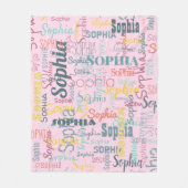 Moderne naam Graffiti Pink Names Pattern Typografi Fleece Deken (Voorkant)
