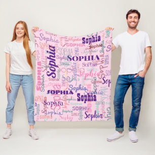 Moderne naam Graffiti roze naampatroon Fleece Deken