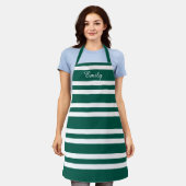 Moderne naam Groene Striped Patroon Schort (Gedragen)