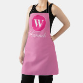 Moderne Naam Heet Roze Monogram Schort (Insitu)